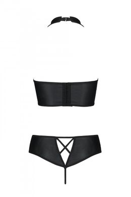 Комплект з еко-шкіри: бра + трусики Passion Nancy Bikini black, розмір L/XL зображення
