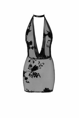 Прозора міні сукня Noir Handmade F313 Mythos mini flocked mesh dress with jewelry rhinestone chain, розмір S зображення