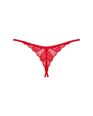 Сексуальные трусики с кружевом и доступом Obsessive Ingridia crotchless thong, размер XS/S картинка
