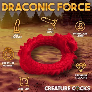 Эрекционное кольцо Creature Cocks Rise of the Dragon Silicone Penis Ring Red картинка
