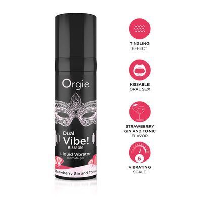 Рідкий вібратор Orgie Dual Vibe Strawberry Gin & Tonic Kissable Liquid Vibrator (15 мл) зображення