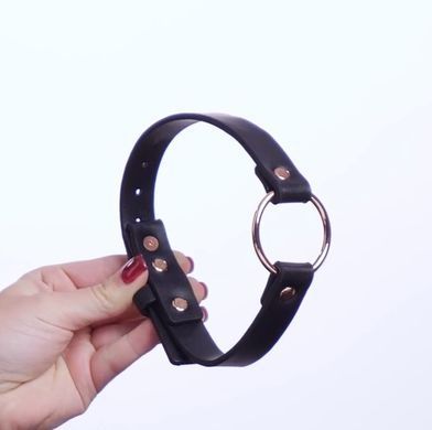 Кожаный чокер с кольцом Rosy Gold Choker Black картинка