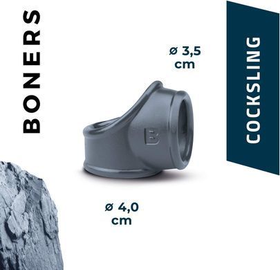 Двойное эрекционное кольцо Boners Clsssic Cocksling Grey (диаметр 3,5 см и 4 см) картинка