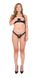Комплект з екошкіри: відкритий бра зі стрічками, стрінги зі шнурівкою Passion Celine Bikini black, розмір 4XL/5XL картинка 5