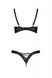 Комплект з екошкіри: відкритий бра зі стрічками, стрінги зі шнурівкою Passion Celine Bikini black, розмір 4XL/5XL картинка 4
