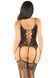 Еротичний комплект: бодістокінг + трусики Leg Avenue Cami Garter with Stockings and String One Size, Black картинка 2