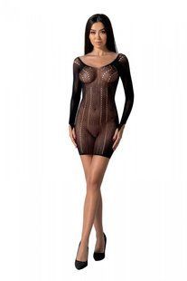 Напівпрозора мінісукня з рукавами-мітенками Passion BS101 One Size, black зображення