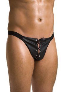 Откровенные трусы со шнуровкой Passion 044 SLIP OPEN BEN black, размер L/XL картинка