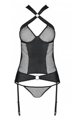 Сексуальний корсет +стрінги Passion Amanda Corset black, розмір L/XL зображення
