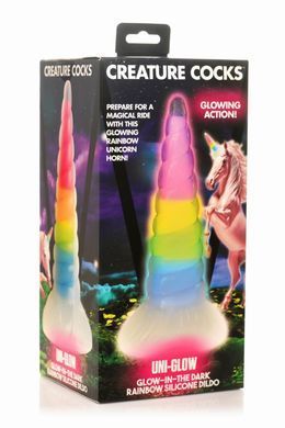 Фентезійний фалоімітатор з присоскою Creature Cocks Luminescent Rainbow Silicone Dildo (діаметр 5,4 см) зображення