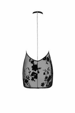 Прозора міні сукня Noir Handmade F313 Mythos mini flocked mesh dress with jewelry rhinestone chain, розмір M зображення