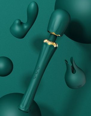 Вібромасажер із насадками Zalo Kyro Wand Turquoise Green (діаметр 3,5 см) зображення