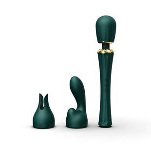 Вібромасажер із насадками Zalo Kyro Wand Turquoise Green (діаметр 3,5 см) зображення