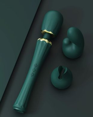 Вібромасажер із насадками Zalo Kyro Wand Turquoise Green (діаметр 3,5 см) зображення
