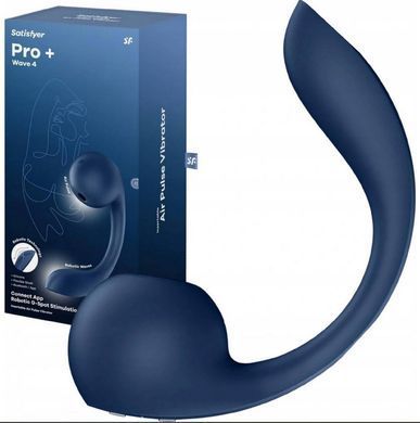 Смарт вібратор для точки G + вакуумний стимулятор клітора Satisfyer Pro+ Wave 4 Connect App (діаметр 3,9 см) зображення