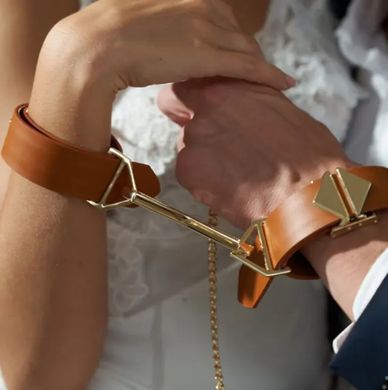 Наручники кожаные LOCKINK Wristcuffs/Anklecuffs Brown Set картинка