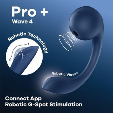Смарт вібратор для точки G + вакуумний стимулятор клітора Satisfyer Pro+ Wave 4 Connect App (діаметр 3,9 см) зображення