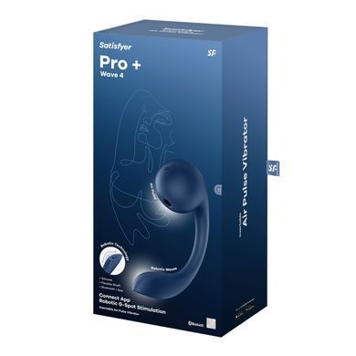 Смарт вібратор для точки G + вакуумний стимулятор клітора Satisfyer Pro+ Wave 4 Connect App (діаметр 3,9 см) зображення