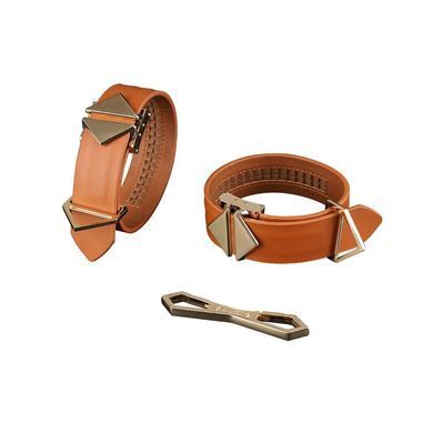 Наручники кожаные LOCKINK Wristcuffs/Anklecuffs Brown Set картинка