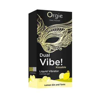 Рідкий вібратор Orgie Dual Vibe! Lemon Gin And Tonic Kissable Liquid Vibrator (15 мл) зображення