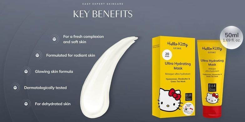 Ультразволожувальна маска GESKE Ultra Hydrating Mask by Hello Kitty Head (50 мл + 20 серветок) зображення