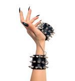 Фото Наручники с шипами из натуральной кожи Art of Sex Rose Spiked Leather Handcuffs, цвет черный
