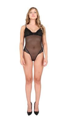Сетчатое боди с кружевным лифом Passion DELIENA BODY black, размер L/XL картинка