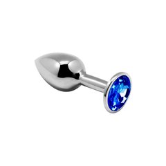 Металлическая анальная пробка с кристаллом Alive Mini Metal Butt Plug Blue, размер S картинка