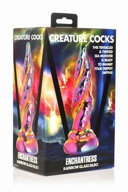 Фэнтезийный фаллоимитатор стеклянный Creature Cocks Enchanting Rainbow Glass Dildo (диаметр 4 см) картинка