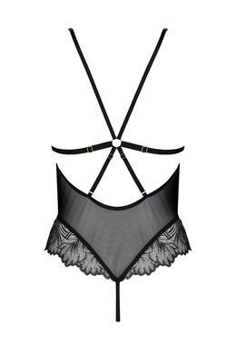 Сетчатое боди с кружевным лифом Passion DELIENA BODY black, размер L/XL картинка