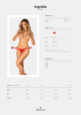 Сексуальні трусики з мереживом та доступом Obsessive Ingridia crotchless thong, розмір XL/2XL зображення