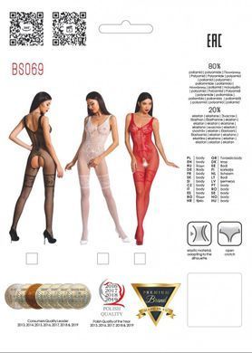Бодистокинг с имитацией чулок Passion BS069, белый картинка