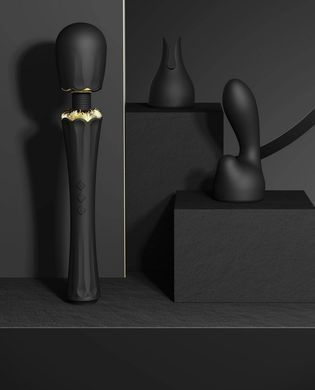 Вібромасажер із насадками Zalo Kyro Wand Obsidian Black (діаметр 3,5 см) зображення