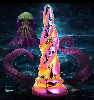 Фэнтезийный фаллоимитатор стеклянный Creature Cocks Enchanting Rainbow Glass Dildo (диаметр 4 см) картинка
