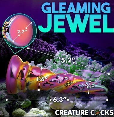 Фэнтезийный фаллоимитатор стеклянный Creature Cocks Enchanting Rainbow Glass Dildo (диаметр 4 см) картинка