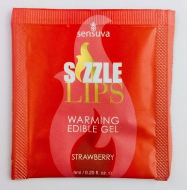 Їстівний зігріваючий масажний гель Sensuva Sizzle Lips Strawberry, полуниця (125 мл) зображення