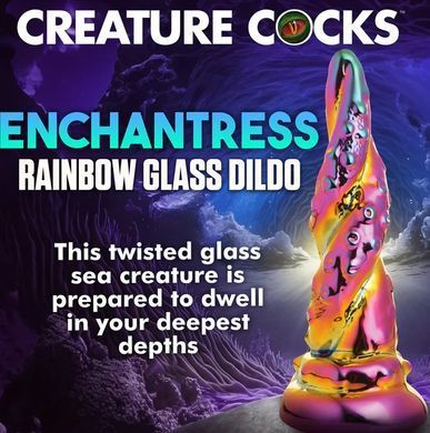 Фэнтезийный фаллоимитатор стеклянный Creature Cocks Enchanting Rainbow Glass Dildo (диаметр 4 см) картинка
