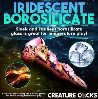 Фэнтезийный фаллоимитатор стеклянный Creature Cocks Enchanting Rainbow Glass Dildo (диаметр 4 см) картинка