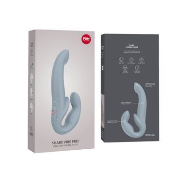 Безремінний страпон з вібрацією Fun Factory SHARE VIBE PRO cool grey (діаметр 4,1 см) зображення
