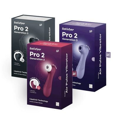 Вакуумний кліторальний стимулятор з вібрацією Satisfyer Pro 2 Generation 3 with Liquid Air Wine Red зображення