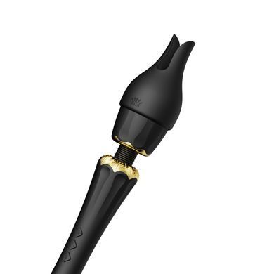 Вібромасажер із насадками Zalo Kyro Wand Obsidian Black (діаметр 3,5 см) зображення