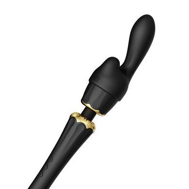 Вібромасажер із насадками Zalo Kyro Wand Obsidian Black (діаметр 3,5 см) зображення