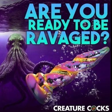 Фэнтезийный фаллоимитатор стеклянный Creature Cocks Enchanting Rainbow Glass Dildo (диаметр 4 см) картинка