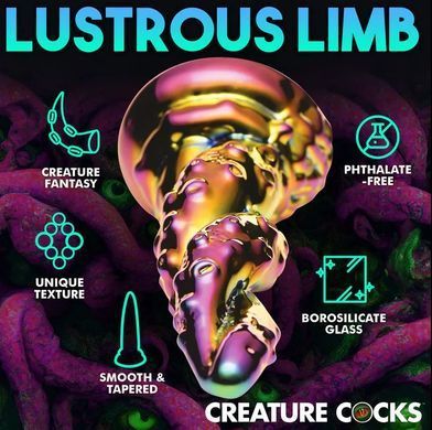 Фэнтезийный фаллоимитатор стеклянный Creature Cocks Enchanting Rainbow Glass Dildo (диаметр 4 см) картинка