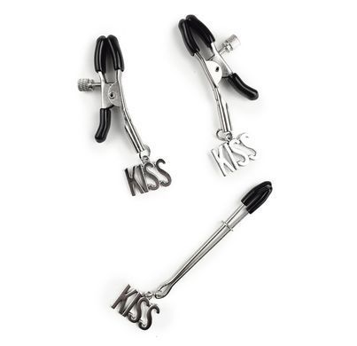 Зажимы для сосков и клитора с надписью Art of Sex Nipple and clit clamps KISS картинка