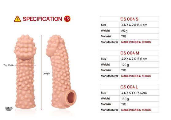 Насадка на член з отвором для мошонки Kokos Cock Sleeve CS 004, розмір M зображення