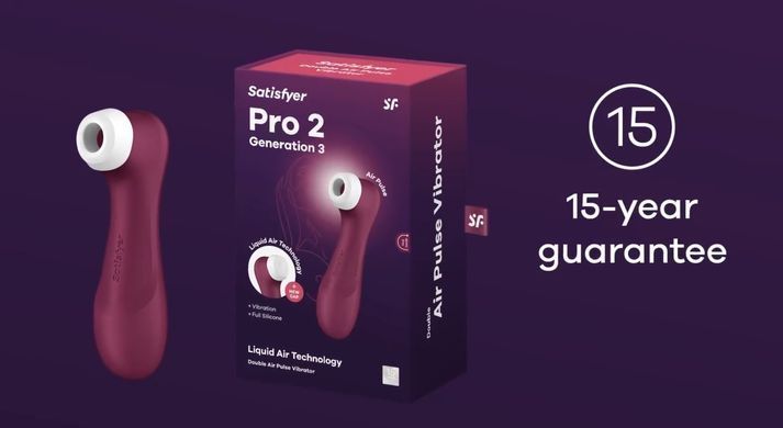 Вакуумний кліторальний стимулятор з вібрацією Satisfyer Pro 2 Generation 3 with Liquid Air Wine Red зображення