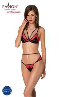 Комплект білизни: бра + трусики Passion PEONIA SET red, розмір L/XL зображення