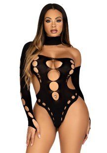 Боді з вирізами Leg Avenue Seamless thong back bodysuit Black One Size зображення