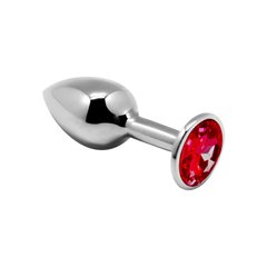 Металлическая анальная пробка с кристаллом Alive Mini Metal Butt Plug Red, размер M картинка